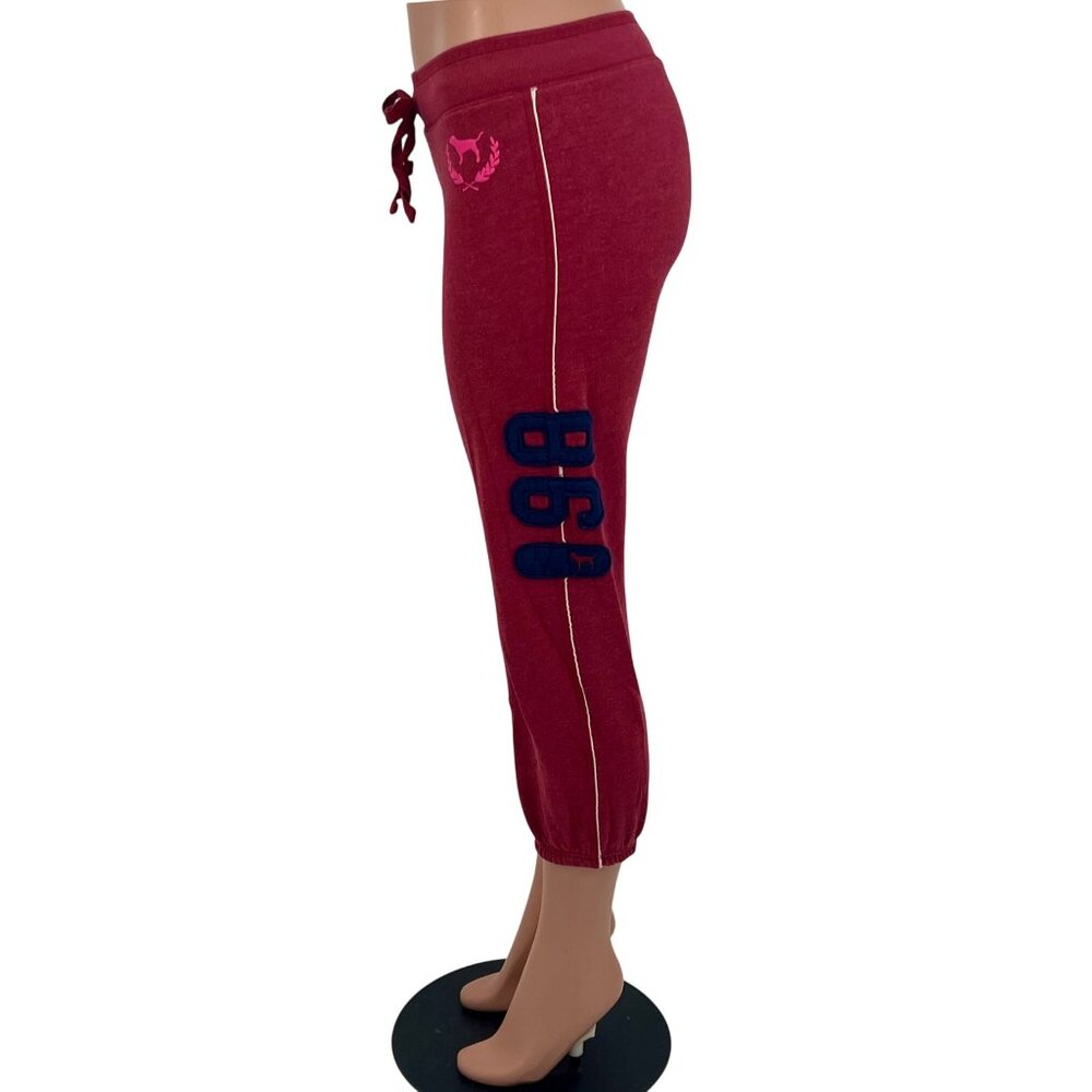 RARE Vtg VS PINK University Of Pink Cropped Logo Sweatpants | Y2K Athleisure XS - Picture 12 of 16